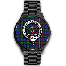 Load image into Gallery viewer, Donnachaidh Clans ,Black Metal Link watch, leather steel watch, tartan watch, tartan watches, clan watch, scotland watch, merry christmas, cyber Monday, halloween, black Friday