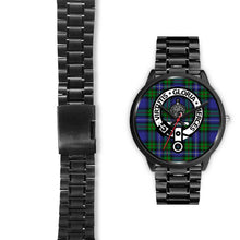 Load image into Gallery viewer, Donnachaidh Clans ,Black Leather watch, leather steel watch, tartan watch, tartan watches, clan watch, scotland watch, merry christmas, cyber Monday, halloween, black Friday