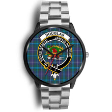 Load image into Gallery viewer, Douglas Modern Clans ,Black Metal Link watch, leather steel watch, tartan watch, tartan watches, clan watch, scotland watch, merry christmas, cyber Monday, halloween, black Friday