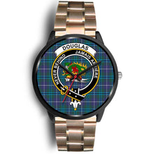 Load image into Gallery viewer, Douglas Modern Clans ,Black Leather watch, leather steel watch, tartan watch, tartan watches, clan watch, scotland watch, merry christmas, cyber Monday, halloween, black Friday