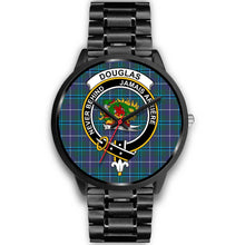 Load image into Gallery viewer, Douglas Modern Clans ,Black Metal Link watch, leather steel watch, tartan watch, tartan watches, clan watch, scotland watch, merry christmas, cyber Monday, halloween, black Friday