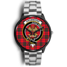 Load image into Gallery viewer, Drummond Modern Clans ,Black Metal Link watch, leather steel watch, tartan watch, tartan watches, clan watch, scotland watch, merry christmas, cyber Monday, halloween, black Friday