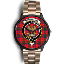 Load image into Gallery viewer, Drummond Modern Clans ,Black Leather watch, leather steel watch, tartan watch, tartan watches, clan watch, scotland watch, merry christmas, cyber Monday, halloween, black Friday