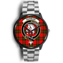 Load image into Gallery viewer, Dunbar Modern Clans ,Black Metal Link watch, leather steel watch, tartan watch, tartan watches, clan watch, scotland watch, merry christmas, cyber Monday, halloween, black Friday