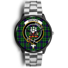 Load image into Gallery viewer, Duncan Clans ,Black Metal Link watch, leather steel watch, tartan watch, tartan watches, clan watch, scotland watch, merry christmas, cyber Monday, halloween, black Friday