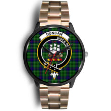 Load image into Gallery viewer, Duncan Clans ,Black Leather watch, leather steel watch, tartan watch, tartan watches, clan watch, scotland watch, merry christmas, cyber Monday, halloween, black Friday