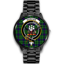 Load image into Gallery viewer, Duncan Clans ,Black Metal Link watch, leather steel watch, tartan watch, tartan watches, clan watch, scotland watch, merry christmas, cyber Monday, halloween, black Friday