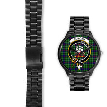Load image into Gallery viewer, Duncan Clans ,Black Leather watch, leather steel watch, tartan watch, tartan watches, clan watch, scotland watch, merry christmas, cyber Monday, halloween, black Friday