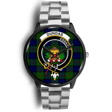 Load image into Gallery viewer, Dundas Modern Clans ,Black Metal Link watch, leather steel watch, tartan watch, tartan watches, clan watch, scotland watch, merry christmas, cyber Monday, halloween, black Friday