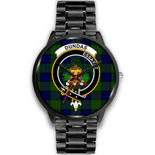 Load image into Gallery viewer, Dundas Modern Clans ,Black Metal Link watch, leather steel watch, tartan watch, tartan watches, clan watch, scotland watch, merry christmas, cyber Monday, halloween, black Friday