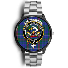 Load image into Gallery viewer, Edmonstone Clans ,Black Metal Link watch, leather steel watch, tartan watch, tartan watches, clan watch, scotland watch, merry christmas, cyber Monday, halloween, black Friday