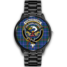 Load image into Gallery viewer, Edmonstone Clans ,Black Metal Link watch, leather steel watch, tartan watch, tartan watches, clan watch, scotland watch, merry christmas, cyber Monday, halloween, black Friday