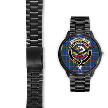 Load image into Gallery viewer, Edmonstone Clans ,Black Leather watch, leather steel watch, tartan watch, tartan watches, clan watch, scotland watch, merry christmas, cyber Monday, halloween, black Friday