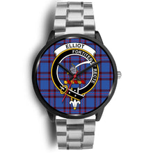 Load image into Gallery viewer, Elliot Modern Clans ,Black Metal Link watch, leather steel watch, tartan watch, tartan watches, clan watch, scotland watch, merry christmas, cyber Monday, halloween, black Friday