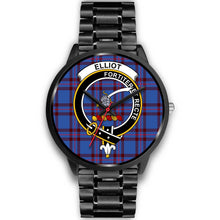 Load image into Gallery viewer, Elliot Modern Clans ,Black Metal Link watch, leather steel watch, tartan watch, tartan watches, clan watch, scotland watch, merry christmas, cyber Monday, halloween, black Friday