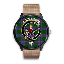 Load image into Gallery viewer, Elphinstone Clans ,Brown Leather watch, leather steel watch, tartan watch, tartan watches, clan watch, scotland watch, merry christmas, cyber Monday, halloween, black Friday