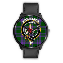Load image into Gallery viewer, Elphinstone Clans ,Black Metal Mesh watch, leather steel watch, tartan watch, tartan watches, clan watch, scotland watch, merry christmas, cyber Monday, halloween, black Friday