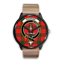 Load image into Gallery viewer, Erskine Modern Clans ,Brown Leather watch, leather steel watch, tartan watch, tartan watches, clan watch, scotland watch, merry christmas, cyber Monday, halloween, black Friday