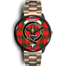Load image into Gallery viewer, Erskine Modern Clans ,Black Leather watch, leather steel watch, tartan watch, tartan watches, clan watch, scotland watch, merry christmas, cyber Monday, halloween, black Friday