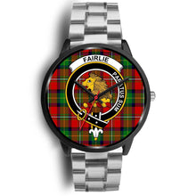 Load image into Gallery viewer, Fairlie Modern Clans ,Black Metal Link watch, leather steel watch, tartan watch, tartan watches, clan watch, scotland watch, merry christmas, cyber Monday, halloween, black Friday