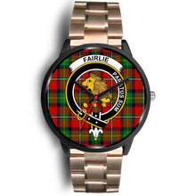 Load image into Gallery viewer, Fairlie Modern Clans ,Black Leather watch, leather steel watch, tartan watch, tartan watches, clan watch, scotland watch, merry christmas, cyber Monday, halloween, black Friday