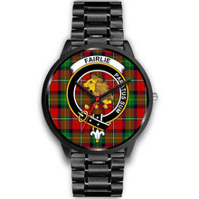 Load image into Gallery viewer, Fairlie Modern Clans ,Black Metal Link watch, leather steel watch, tartan watch, tartan watches, clan watch, scotland watch, merry christmas, cyber Monday, halloween, black Friday