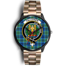 Load image into Gallery viewer, Falconer Clans ,Black Leather watch, leather steel watch, tartan watch, tartan watches, clan watch, scotland watch, merry christmas, cyber Monday, halloween, black Friday
