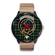 Load image into Gallery viewer, Farquharson Modern Clans ,Brown Leather watch, leather steel watch, tartan watch, tartan watches, clan watch, scotland watch, merry christmas, cyber Monday, halloween, black Friday