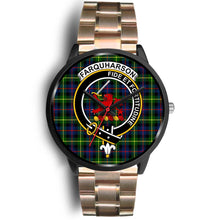 Load image into Gallery viewer, Farquharson Modern Clans ,Black Leather watch, leather steel watch, tartan watch, tartan watches, clan watch, scotland watch, merry christmas, cyber Monday, halloween, black Friday