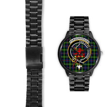 Load image into Gallery viewer, Farquharson Modern Clans ,Black Leather watch, leather steel watch, tartan watch, tartan watches, clan watch, scotland watch, merry christmas, cyber Monday, halloween, black Friday