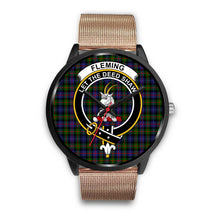 Load image into Gallery viewer, Fleming Clans ,Brown Leather watch, leather steel watch, tartan watch, tartan watches, clan watch, scotland watch, merry christmas, cyber Monday, halloween, black Friday