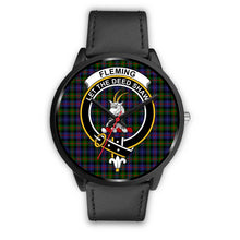 Load image into Gallery viewer, Fleming Clans ,Black Metal Mesh watch, leather steel watch, tartan watch, tartan watches, clan watch, scotland watch, merry christmas, cyber Monday, halloween, black Friday