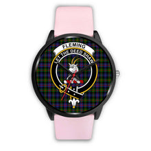 Load image into Gallery viewer, Fleming Clans ,Silver Metal Link watch, leather steel watch, tartan watch, tartan watches, clan watch, scotland watch, merry christmas, cyber Monday, halloween, black Friday