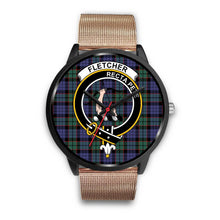 Load image into Gallery viewer, Fletcher Modern Clans ,Black Metal Link watch, leather steel watch, tartan watch, tartan watches, clan watch, scotland watch, merry christmas, cyber Monday, halloween, black Friday