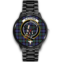 Load image into Gallery viewer, Fletcher Modern Clans ,Black Metal Link watch, leather steel watch, tartan watch, tartan watches, clan watch, scotland watch, merry christmas, cyber Monday, halloween, black Friday