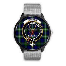 Load image into Gallery viewer, Forbes Modern Clans ,Rose Gold Metal Link watch, leather steel watch, tartan watch, tartan watches, clan watch, scotland watch, merry christmas, cyber Monday, halloween, black Friday