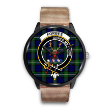 Load image into Gallery viewer, Forbes Modern Clans ,Brown Leather watch, leather steel watch, tartan watch, tartan watches, clan watch, scotland watch, merry christmas, cyber Monday, halloween, black Friday
