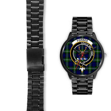 Load image into Gallery viewer, Forbes Modern Clans ,Black Leather watch, leather steel watch, tartan watch, tartan watches, clan watch, scotland watch, merry christmas, cyber Monday, halloween, black Friday