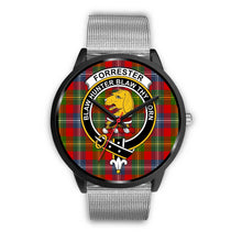 Load image into Gallery viewer, Forrester Clans ,Rose Gold Metal Link watch, leather steel watch, tartan watch, tartan watches, clan watch, scotland watch, merry christmas, cyber Monday, halloween, black Friday