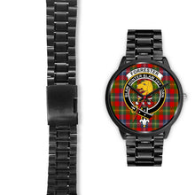 Load image into Gallery viewer, Forrester Clans ,Black Leather watch, leather steel watch, tartan watch, tartan watches, clan watch, scotland watch, merry christmas, cyber Monday, halloween, black Friday
