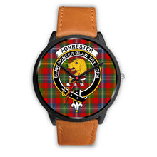 Load image into Gallery viewer, Forrester Clans ,Pink Leather watch, leather steel watch, tartan watch, tartan watches, clan watch, scotland watch, merry christmas, cyber Monday, halloween, black Friday