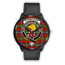 Load image into Gallery viewer, Forrester Clans ,Black Metal Mesh watch, leather steel watch, tartan watch, tartan watches, clan watch, scotland watch, merry christmas, cyber Monday, halloween, black Friday