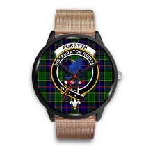 Load image into Gallery viewer, Forsyth Modern Clans ,Black Metal Link watch, leather steel watch, tartan watch, tartan watches, clan watch, scotland watch, merry christmas, cyber Monday, halloween, black Friday