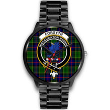 Load image into Gallery viewer, Forsyth Modern Clans ,Black Metal Link watch, leather steel watch, tartan watch, tartan watches, clan watch, scotland watch, merry christmas, cyber Monday, halloween, black Friday