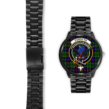 Load image into Gallery viewer, Forsyth Modern Clans ,Black Leather watch, leather steel watch, tartan watch, tartan watches, clan watch, scotland watch, merry christmas, cyber Monday, halloween, black Friday