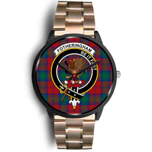 Load image into Gallery viewer, Fotheringham Modern Clans ,Brown Leather watch, leather steel watch, tartan watch, tartan watches, clan watch, scotland watch, merry christmas, cyber Monday, halloween, black Friday
