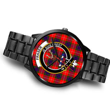 Load image into Gallery viewer, Fraser Modern Clans ,Brown Leather watch, leather steel watch, tartan watch, tartan watches, clan watch, scotland watch, merry christmas, cyber Monday, halloween, black Friday