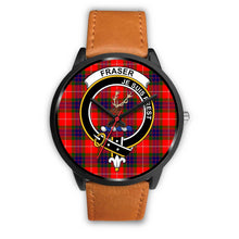 Load image into Gallery viewer, Fraser Modern Clans ,Pink Leather watch, leather steel watch, tartan watch, tartan watches, clan watch, scotland watch, merry christmas, cyber Monday, halloween, black Friday