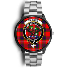 Load image into Gallery viewer, Fraser of Lovat Clans ,Rose Gold Metal Link watch, leather steel watch, tartan watch, tartan watches, clan watch, scotland watch, merry christmas, cyber Monday, halloween, black Friday