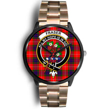 Load image into Gallery viewer, Fraser of Lovat Clans ,Brown Leather watch, leather steel watch, tartan watch, tartan watches, clan watch, scotland watch, merry christmas, cyber Monday, halloween, black Friday